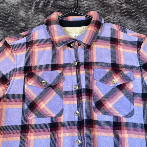 Sage collective  Plaid Button-Up Sherpa-Lined Jacket ,womens size L/G - Picture 2 of 9